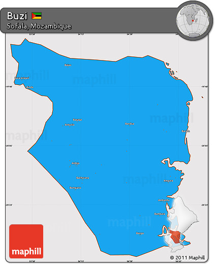 Political Simple Map of Buzi, cropped outside