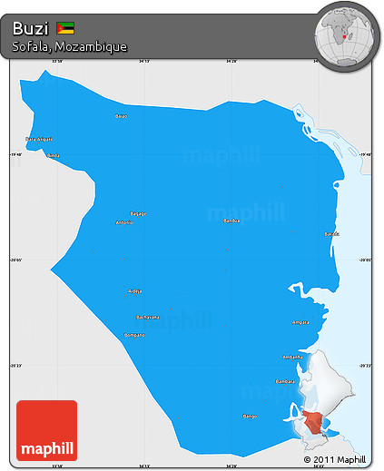 Political Simple Map of Buzi, single color outside