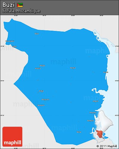Political Simple Map of Buzi, single color outside