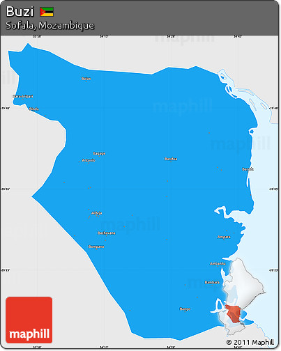 Political Simple Map of Buzi, single color outside