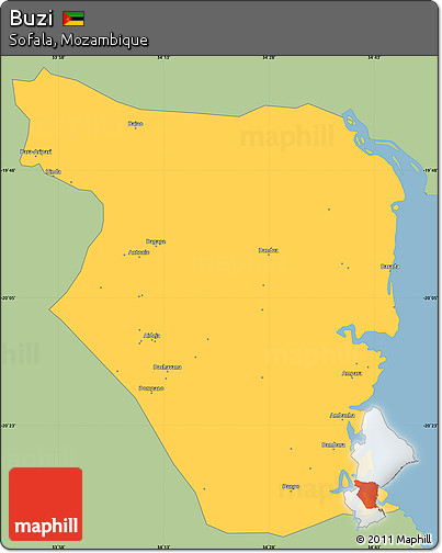 Savanna Style Simple Map of Buzi, single color outside