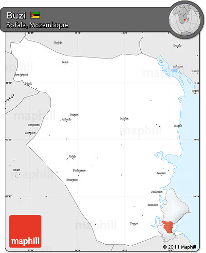 Silver Style Simple Map of Buzi