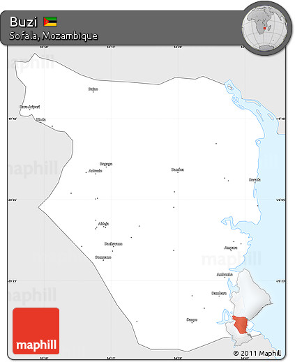 Silver Style Simple Map of Buzi, single color outside