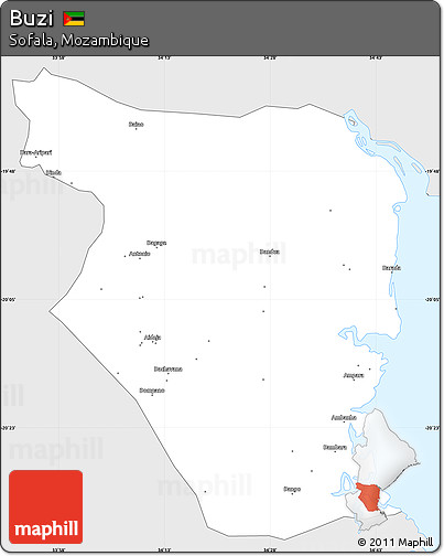 Silver Style Simple Map of Buzi, single color outside