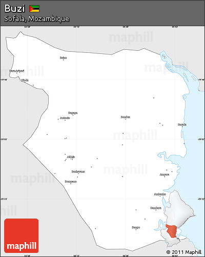 Silver Style Simple Map of Buzi, single color outside