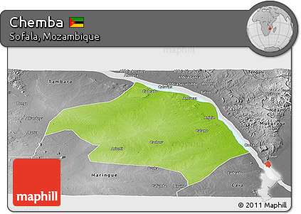 Physical Panoramic Map of Chemba, desaturated