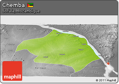 Physical Panoramic Map of Chemba, desaturated