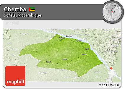 Physical Panoramic Map of Chemba, lighten