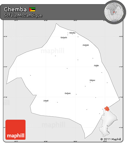 Silver Style Simple Map of Chemba, single color outside