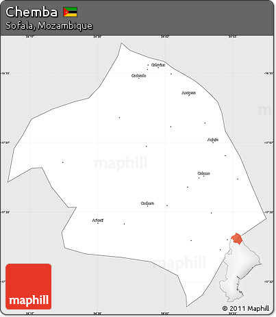 Silver Style Simple Map of Chemba, single color outside