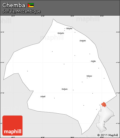 Silver Style Simple Map of Chemba, single color outside