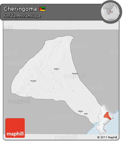 Gray 3D Map of Cheringoma, single color outside