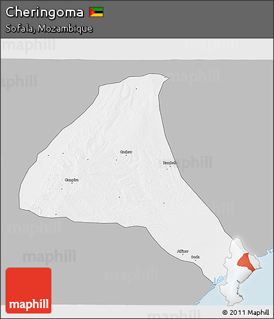 Gray 3D Map of Cheringoma, single color outside