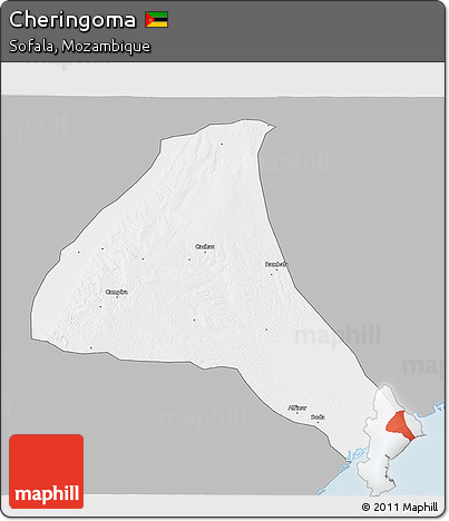 Gray 3D Map of Cheringoma, single color outside