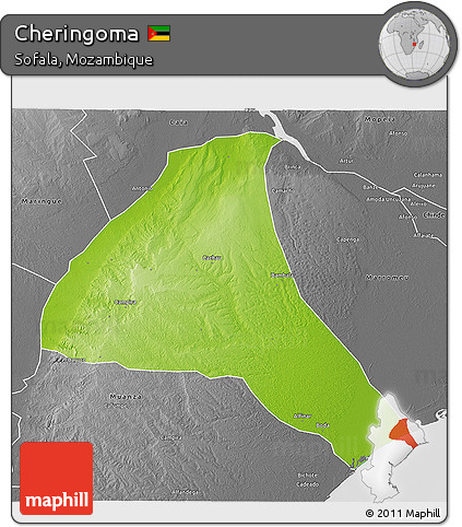 Physical 3D Map of Cheringoma, desaturated