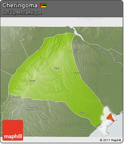 Physical 3D Map of Cheringoma, semi-desaturated