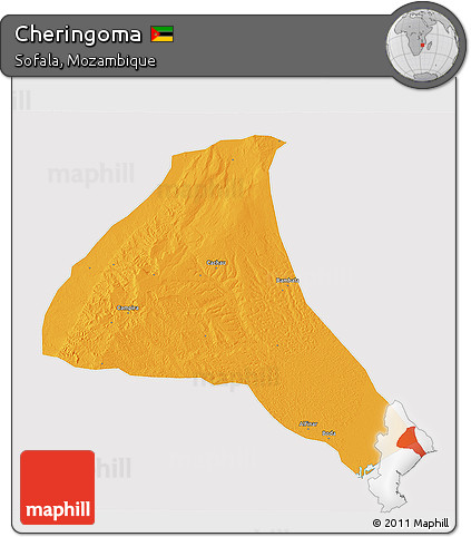 Political 3D Map of Cheringoma, cropped outside