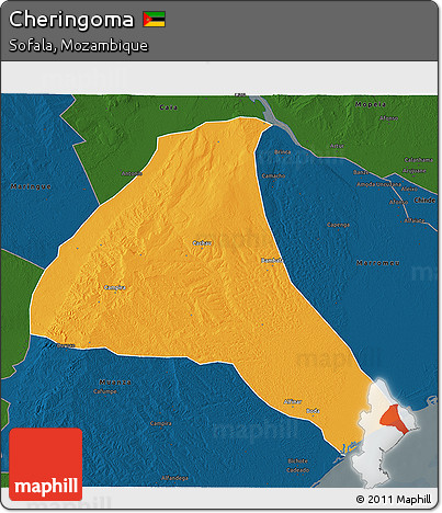 Political 3D Map of Cheringoma, darken