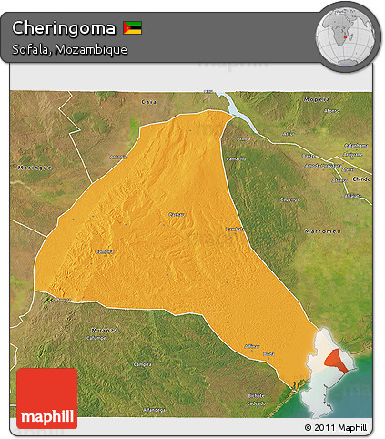Political 3D Map of Cheringoma, satellite outside