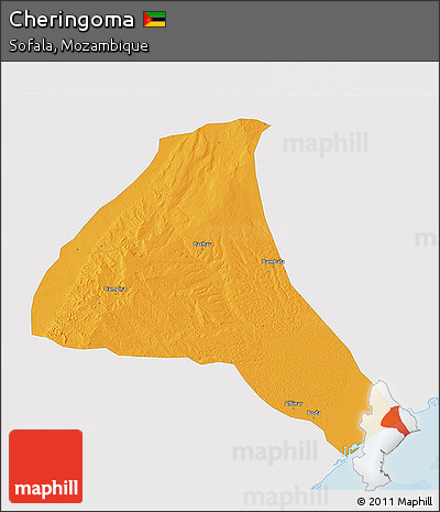 Political 3D Map of Cheringoma, single color outside