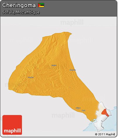 Political 3D Map of Cheringoma, single color outside