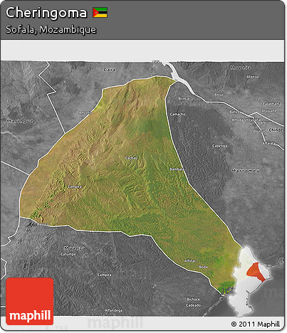 Satellite 3D Map of Cheringoma, desaturated