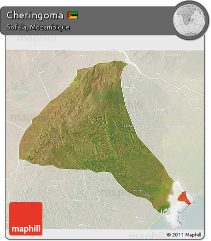 Satellite 3D Map of Cheringoma, lighten