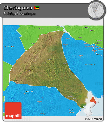 Satellite 3D Map of Cheringoma, political outside