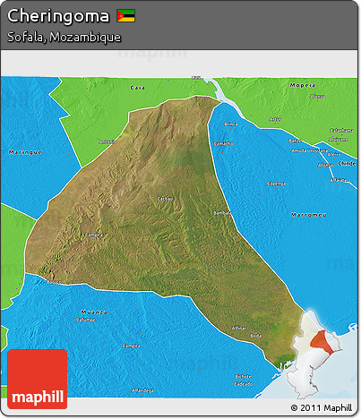 Satellite 3D Map of Cheringoma, political outside