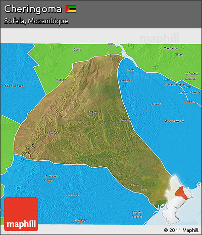 Satellite 3D Map of Cheringoma, political outside