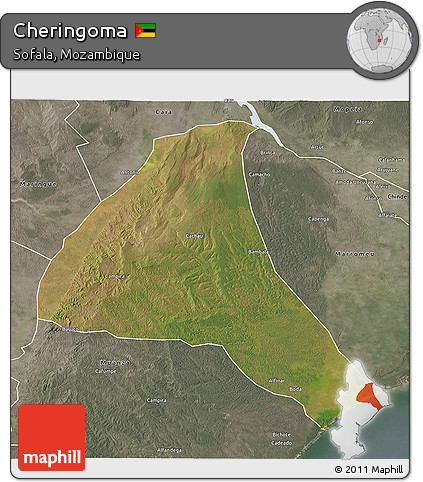 Satellite 3D Map of Cheringoma, semi-desaturated