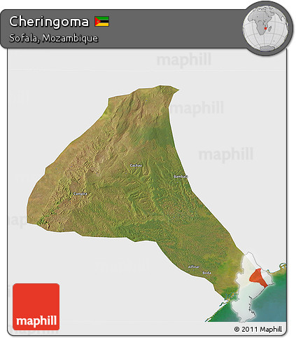 Satellite 3D Map of Cheringoma, single color outside