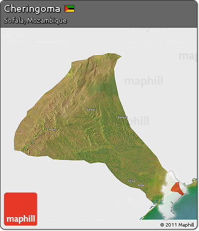 Satellite 3D Map of Cheringoma, single color outside