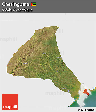 Satellite 3D Map of Cheringoma, single color outside