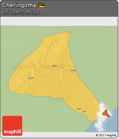 Savanna Style 3D Map of Cheringoma, single color outside