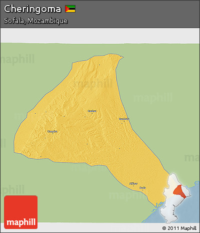 Savanna Style 3D Map of Cheringoma, single color outside