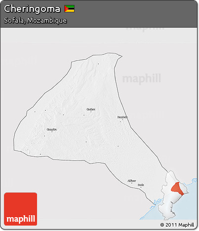 Silver Style 3D Map of Cheringoma, single color outside