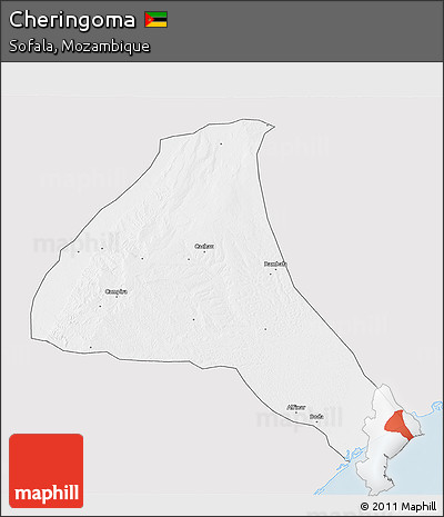 Silver Style 3D Map of Cheringoma, single color outside