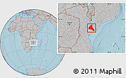 Gray Location Map of Cheringoma, hill shading