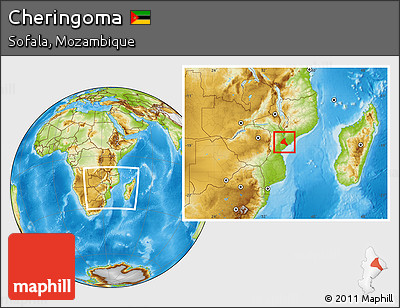 Physical Location Map of Cheringoma, within the entire country