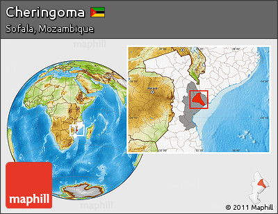 Physical Location Map of Cheringoma, highlighted country, highlighted parent region