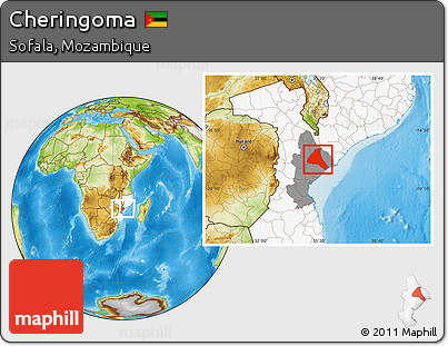 Physical Location Map of Cheringoma, highlighted country, highlighted parent region