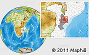 Physical Location Map of Cheringoma, highlighted country, highlighted parent region