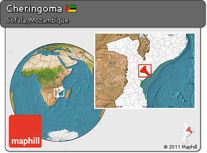 Satellite Location Map of Cheringoma, highlighted country