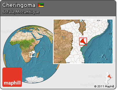Satellite Location Map of Cheringoma, highlighted country