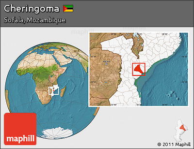 Satellite Location Map of Cheringoma, highlighted country