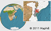 Satellite Location Map of Cheringoma, highlighted country, highlighted parent region