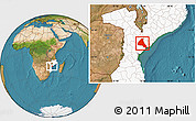 Satellite Location Map of Cheringoma, highlighted country