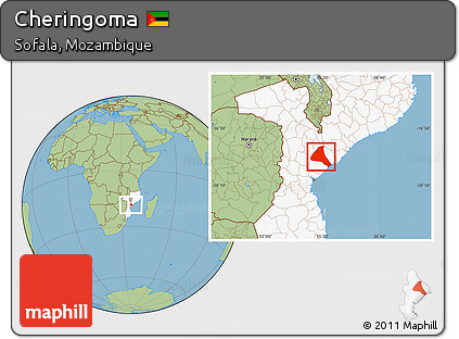 Savanna Style Location Map of Cheringoma, highlighted country