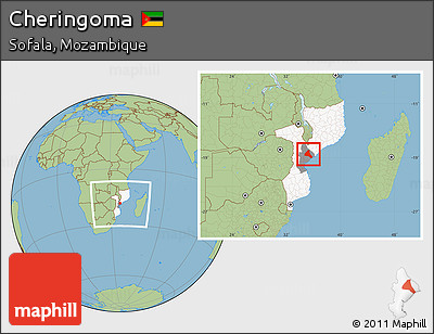 Savanna Style Location Map of Cheringoma, highlighted country, highlighted parent region, within the entire country